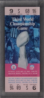 1969 Super Bowl III Full Ticket (In Lucite), Yellow Variation (PSA/DNA)